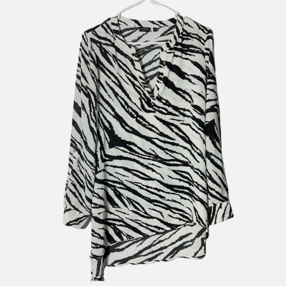 ❤️❤️ Rafaella Womens long roll tab sleeve animal print tunic blouse❤️❤️size L